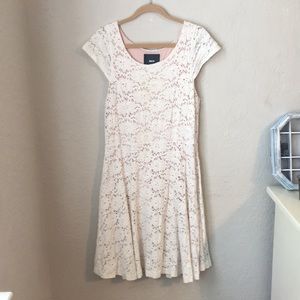 Anthropologie Maeve cream and pink dress